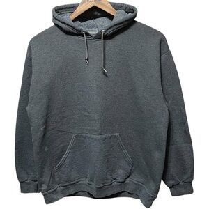 plain blank dark gray Fruit of the Loom long sleeve casual sweatshirt hoodie top